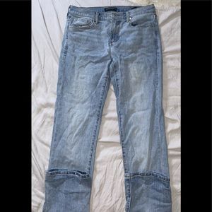Thrifted banana republic jeans (girlfriend jeans) straight legged and flexible!
